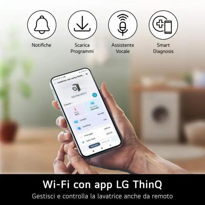 LG F4NX1009NWB Lavatrice smart 9kg, Classe A, 1400 giri, 6 Motion, Allergy Care, Bianca , 156184 , Immagine 6