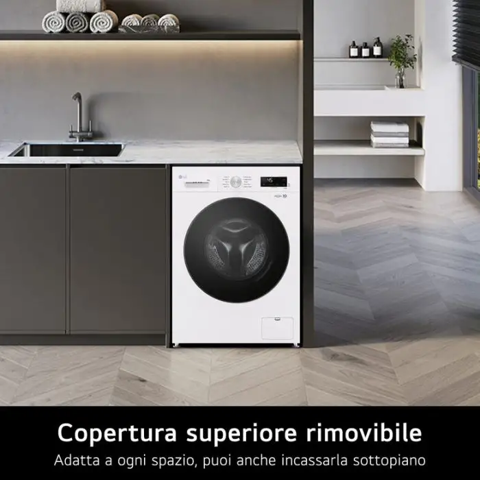 LG F4NX1009NWB Lavatrice smart 9kg, Classe A, 1400 giri, 6 Motion, Allergy Care, Bianca , 156184 , Immagine 3