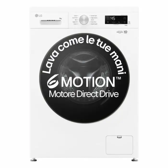 LG F4NX1009NWB Lavatrice smart 9kg, Classe A, 1400 giri, 6 Motion, Allergy Care, Bianca , 156184 , Immagine 2