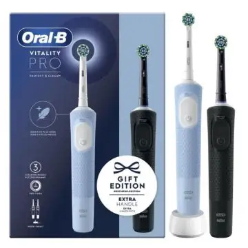 Oral-B Vitality Pro Duo Adulto Spazzolino rotante-oscillante Nero, Blu, Bianco , 148385