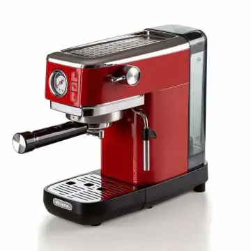 Ariete 1381 Macchina da caffè con manometro, compatibile con caffè in polvere e cialde ESE, 1300 W, Capacità 1,1 L, 15 bar di pressione, Filtro 1 o 2 tazze, Dispositivo Cappuccino Rosso , 143684
