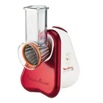 Moulinex Fresh Express DJ755G Affettatutto Grattugia Elettrico, 5 Funzioni di Taglio, 150 W, 1 Liter, 1 Decibel, plastica, Rosso , 65792