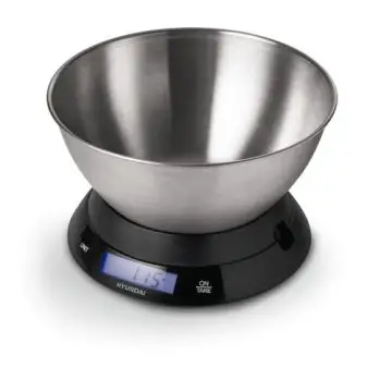 Hyundai KHN-BC5CIB bilancia da cucina Nero, Acciaio inox Superficie piana Rotondo Bilancia da cucina elettronica , 149837