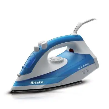 Ariete 6234 Ferro da stiro a secco e a vapore Teflon soleplate 2000 W Blu, Bianco , 102696