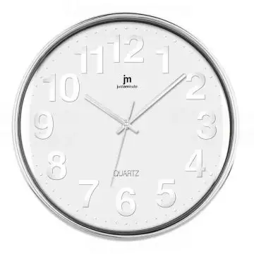 Lowell 00816 Orologio da parete in quarzo Cerchio Cromo, Bianco , 107123