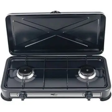 Melchioni Minerva 2 Nero, Acciaio inossidabile Superficie piana Gas 2 Fornello(i) , 116423