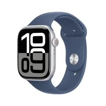 Apple Watch Series 10 GPS 46mm Cassa in Alluminio Color Argento con Denim Sport Band - S/M , 155563