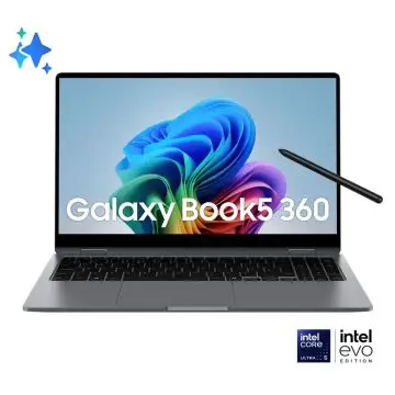 Samsung Galaxy Book5 360 Intel Core Ultra 5 226V Computer portatile 39,6 cm (15.6") Touch screen Full HD 16 GB LPDDR5x-SDRAM 512 GB SSD Wi-Fi 7 (802.11be) Windows 11 Home Grigio , 157615