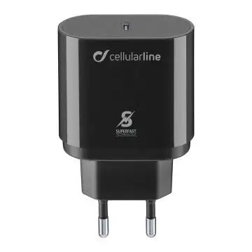 Cellularline USB-C Super Fast Charger PD 25W - Samsung A70, A80, A90, Note 10, Note 10+ Caricabatterie da rete USB-C Super Fast Charge PD 25W Nero , 127200