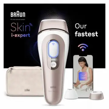 Braun Epilatore Luce Pulsata Smart Skin I·Expert, Epilazione A Casa Tua, Custodia, Rasoio Donna Venus, 2 Testine, PL7147 , 154729