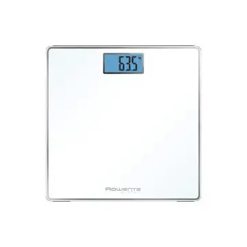 Rowenta Classic BS1501 , bilancia pesapersone elettronica, 31x31 cm, fino a 160 Kg con graduazione di precisione ogni 100g, spessore di 22 mm, batterie incluse, vetro temperato, bianco , 137370