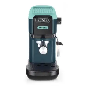 Ariete 1399 Light Aquamarine Macchina da caffè espresso, Per polvere e cialde ESE, 1300 W, Capacità 1,1L, 15 bar di pressione, Filtro 1, 2 tazze e cialda ESE, Cappuccino, Verde , 155815