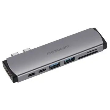 Mediacom MD-M201 replicatore di porte e docking station per notebook Cablato USB 3.2 Gen 1 (3.1 Gen 1) Type-C Alluminio , 139548