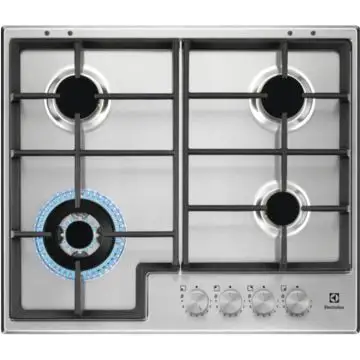 Electrolux EGS64362X piano cottura Acciaio inossidabile Superficie piana 59.5 cm Gas 4 Fornello(i) , 143062