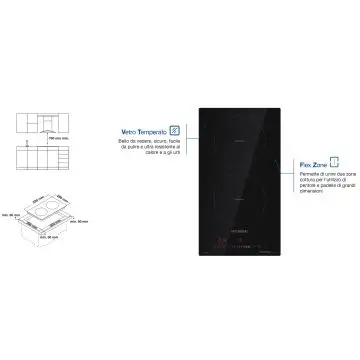 Hyundai IHN-2F30 Piano Cottura 2 Zone Flex , 141764