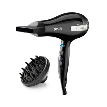Imetec Asciugacapelli K7 2000, 2200W, Tecnoloiga a ioni, 2 velocità, 3 temperature, Colpo Aria Fredda, Convogliatore Stretto, Diffusore Professionale , 162114