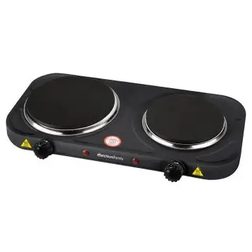 Melchioni COOK 2 Nero, Acciaio inox Superficie piana Piastra sigillata 2 Fornello(i) , 154740